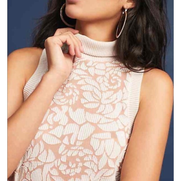 Anthro Meadow Rue Sleeveless Turtleneck Floral Detail Size XL - Picture 2 of 16